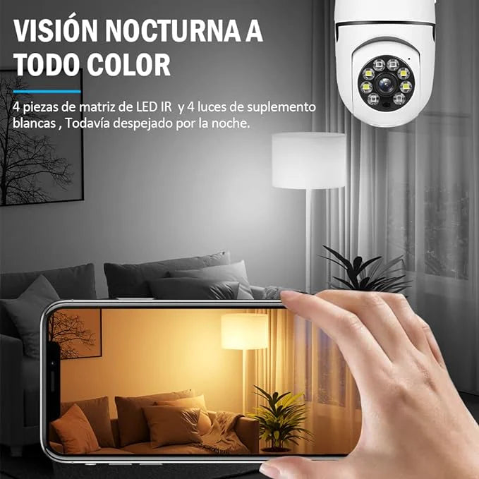 CAMARA FOCO DE SEGURIDAD HD PANORAMICA TIPO AMPOLLETA SMART 360°