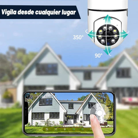 CAMARA FOCO DE SEGURIDAD HD PANORAMICA TIPO AMPOLLETA SMART 360°